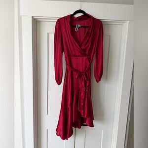 Taylor Vibrant Red Long Sleeve Dress